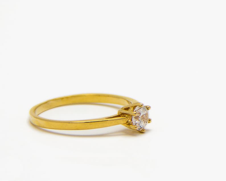 Free Shipping A solitaire engagement ring gold ring zircon ring- Minimalist style