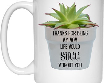 Thanks for Being My Mom Succ White Mug