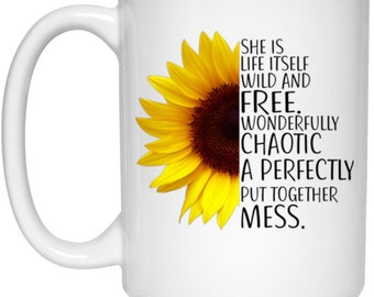 She's Wild and Free White Mug