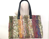 Pure Silk Tote Bag, Silk Chiffon Shoulder Bag, Handmade Fabric Bag, Leather Straps, One Of A King Bag, Christmas Gift