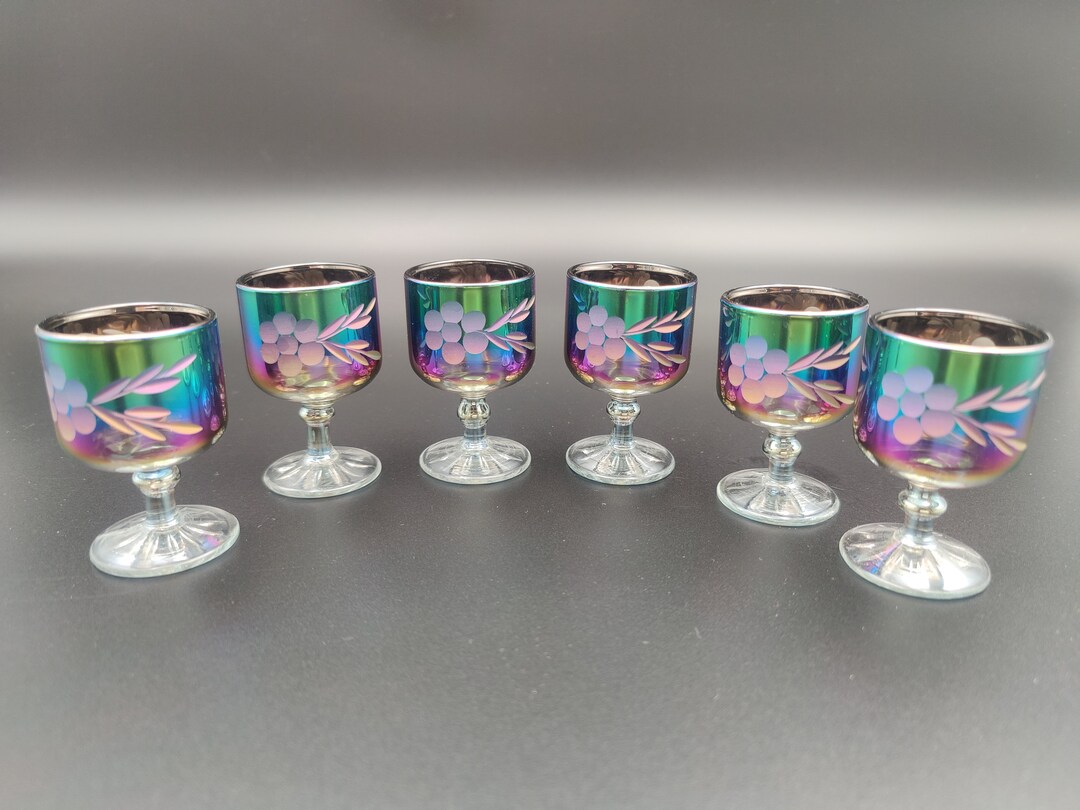 Set of 6 SOVIET ERA Carnival Glass Shot Glasses Etsy