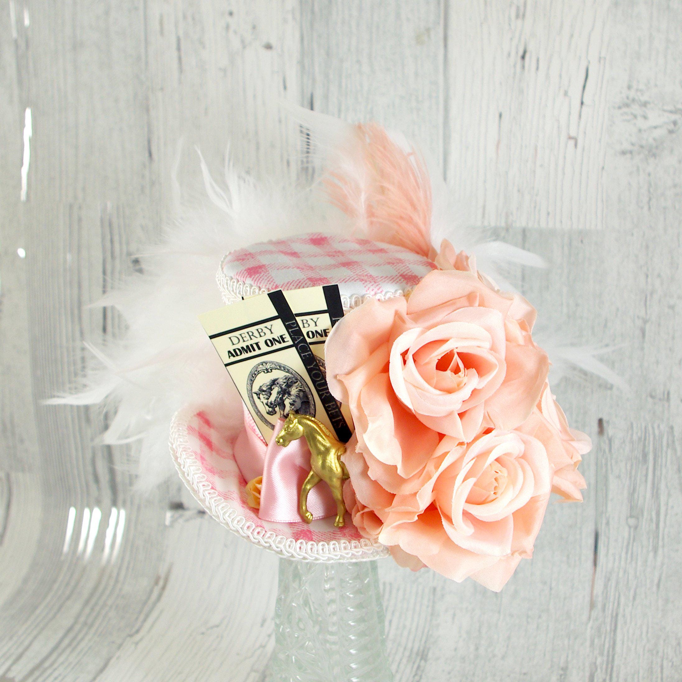 Handmade Derby hat with elegant White and Coral Flowers Kentucky Derby Hat Fascinator White Satin With Orange Coral  main image 2