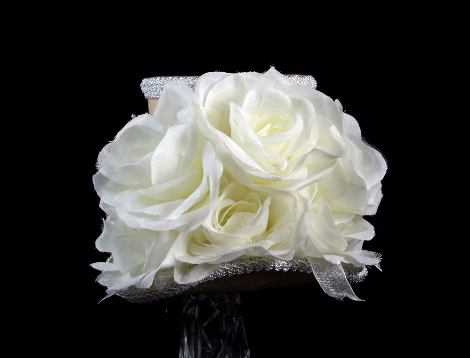 Beige and White Polka Dot Rose Garden Large Mini Top Hat Fascinator ...