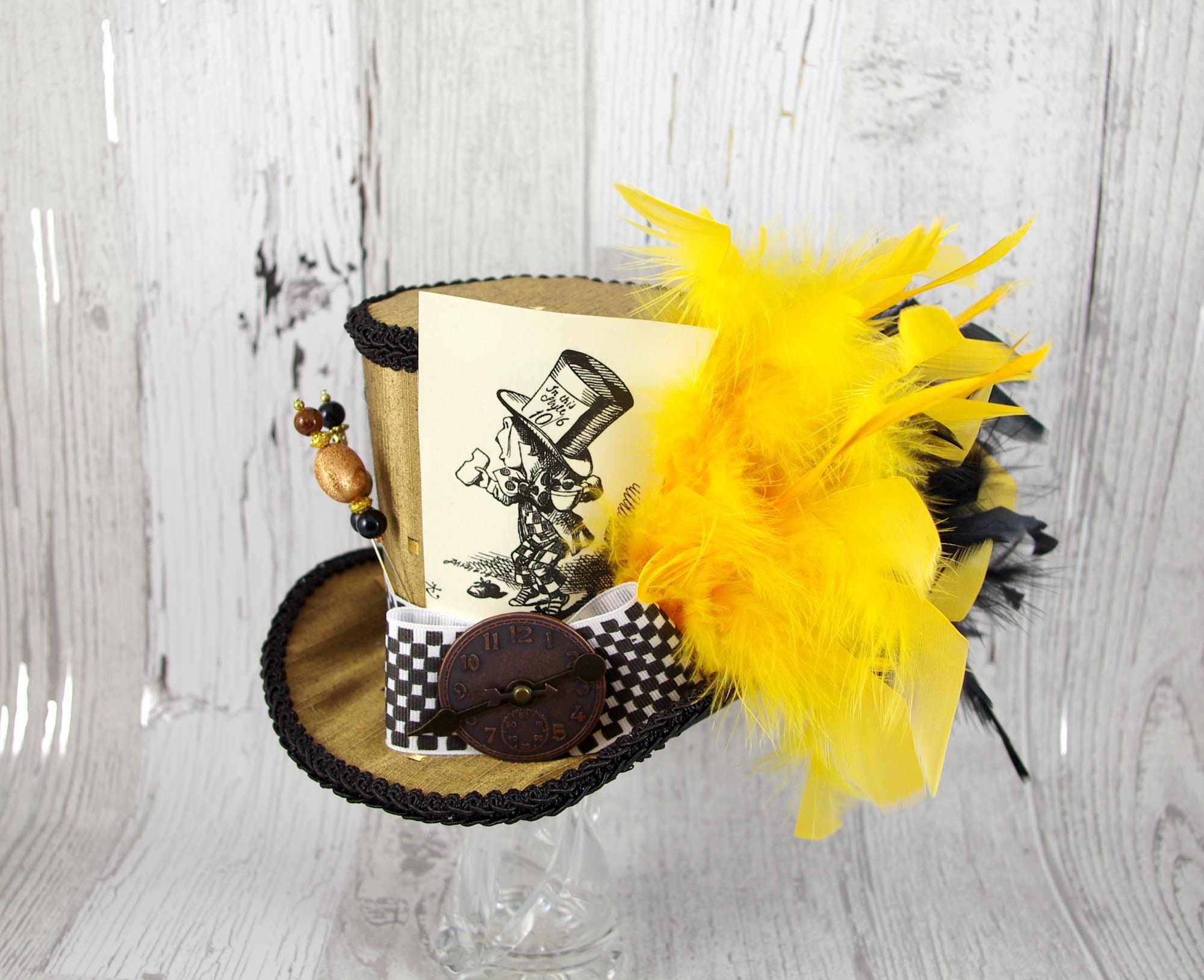Mad Hatter Illustration Gold, Black, and Yellow Steampunk  display picture 3