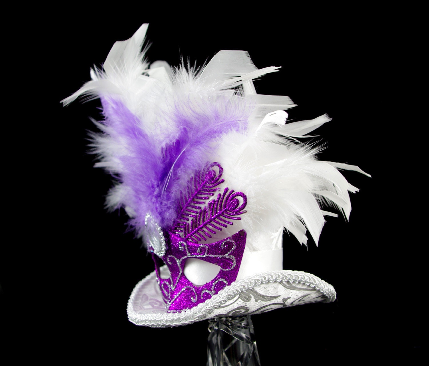 Mardi Gras Feather Top Hat Fascinator [27891MGAJ] 