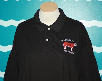 Custom Hereford Polo shirt - Hereford farm custom polo shirt - Embroidered Hereford Farm Shirt -  Add your farm name or text to cow design