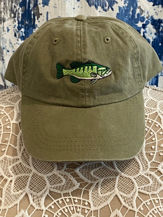 Embroidered Fish Baseball Cap Custom Embroidered Ball Cap Fishing Hat Gift  for the Fishermen Under 20 