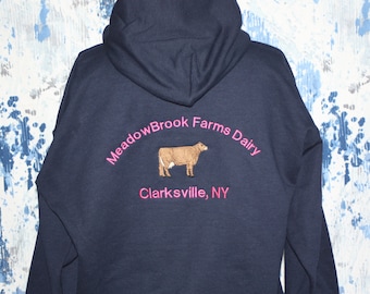 Brown Swiss Dairy Cow  Farm hooded sweatshirt - Personalized hoodie - Custom Dairy Cow Farm hooded sweatshirt - Embroidered Farm Sweatshirt