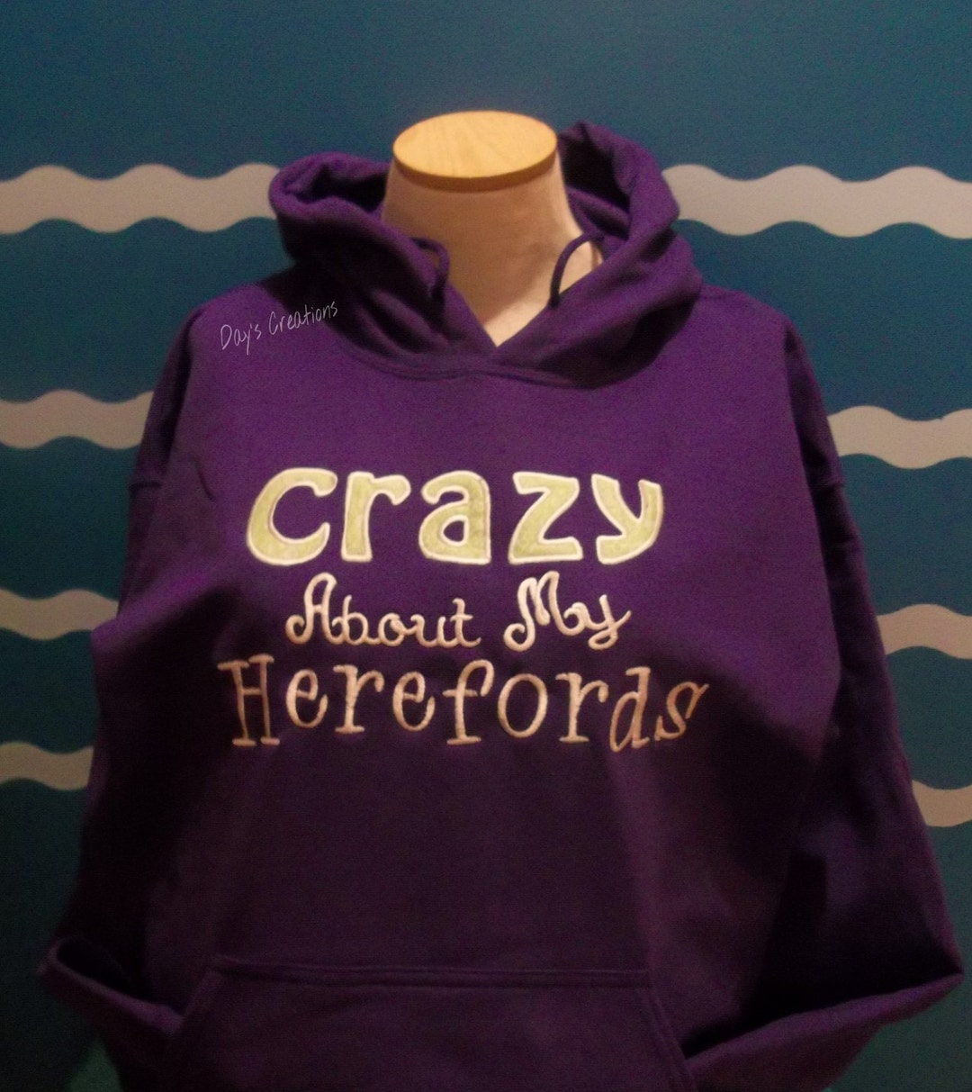Embroidered Hereford Hooded Sweatshirt Custom Hereford Hoodie Embroidered Sweatshirt Livestock