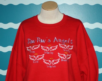 Grandparent embroidered sweatshirt - Custom embroidery crew neck sweatshirt - Little angels embroidered sweatshirt - granddad sweatshirt
