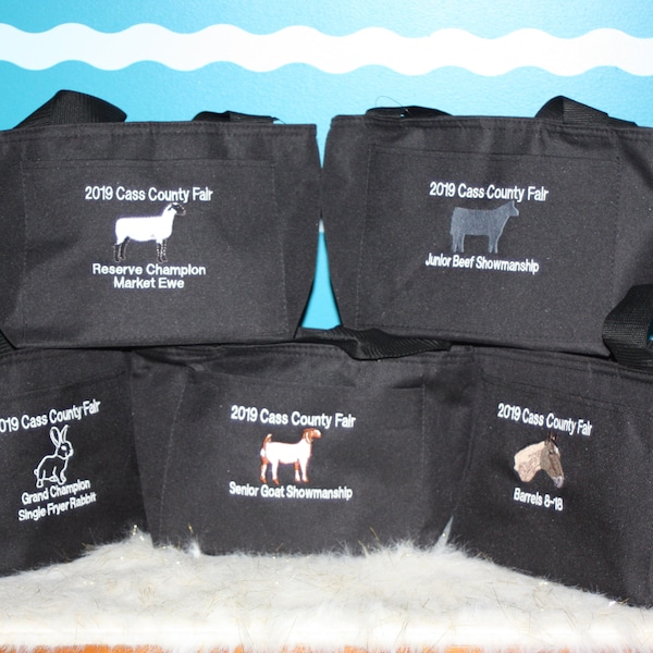 Livestock Award Cooler Tote - Lunch Bag Tote - Barn Award - County Fair Show Awards -