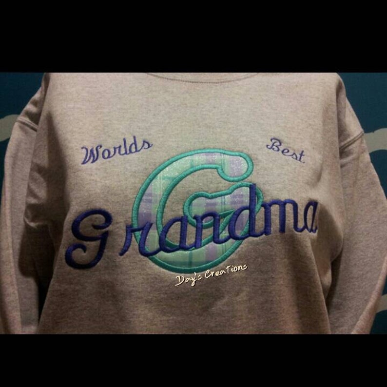 Custom Embroidered Grandma sweatshirt World Best Grandma custom embroidered sweatshirt Mother's Day Gift image 2