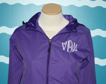 Ladies Monogram Zip up wind braker - Ladies Monogrammed Jacket - full zip jacket - personalized ladies jacket - light weight