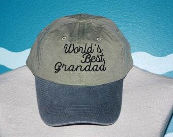 World's Best Grandad Baseball Cap - Grandad Ball Cap - Baseball Hat For Grandad - Custom Embroidered Hat - Father's Day Gift - Under 20