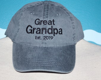 Great Grandpa Baseball Hat - Great Grandpa est Hat - Baby Announcement Gift - New  Great Grandpa Baseball Cap - Grandpa Baseball Cap