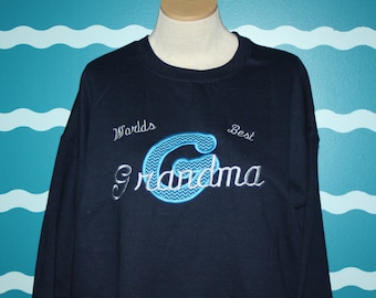 Sudadera de abuela bordada - La mejor abuela del mundo - Bordado personalizado - Regalo de abuelos - Diseña tu propia camisa