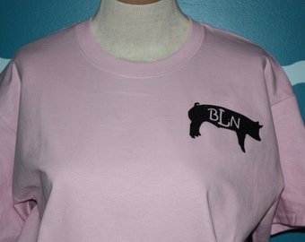 Personalized Pig T-shirt - Monogrammed hog shirt - Custom made Pig t-shirt - Livestock hog t-shirt - monogrammed pig shirt