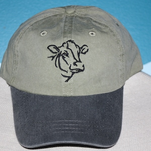 Cow Head Baseball Cap - Embroidered Cow Hat - Custom Cattle Ball Cap - Two Tone Baseball Hat - Trucker Ball Cap -