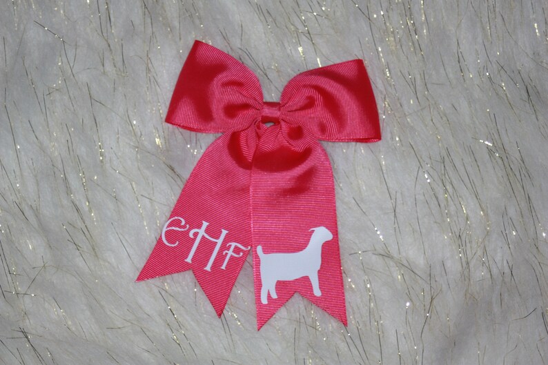 Goat Hair Accessorie Monogrammed Heifer Hair Bow Show Bling Hair Bow Cattle Hair Barrette Livestock Shower Hair Tie
