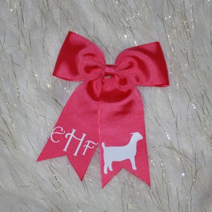 Monogrammed Heifer Hair Bow - Goat Hair Accessorie - Livestock Shower Hair Tie - Show Bling Hair Bow - Cattle Hair Barrette