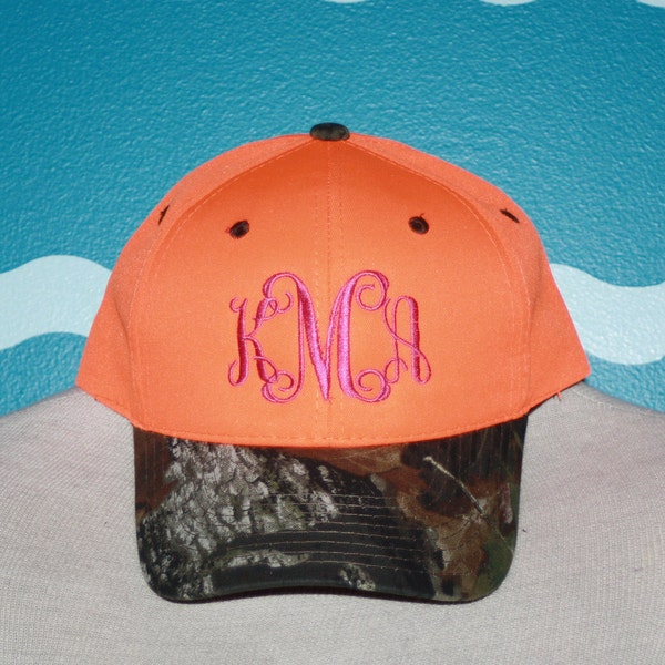 Monogrammed Blazed orange baseball cap - embroidered baseball hat - hunters baseball hat - custom orange hat