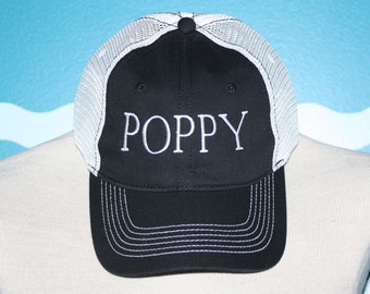 Custom Poppy Baseball Hat - Embroidered Baseball Cap - Poppy Birthday Gift - Mesh Back Ball Cap - Made To Order