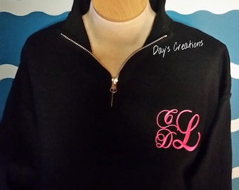 Monogram sweatshirt - Monogram half zip - preppy pullover sweatshirt - quarter zip monogram pullover - Monogram quarter zip sweatshirt