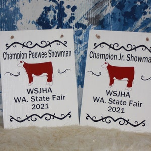 Livstock Show Award - Wooden Banner Award - Custom Livestock Award - County Fair Award - Showman Ship Award - Buyer Gift - Hog - Goat - Cow