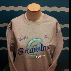 Custom Embroidered Grandma sweatshirt World Best Grandma custom embroidered sweatshirt Mother's Day Gift image 1