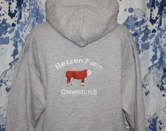 Hereford Beef Cow Sudadera con capucha - Camisa bordada personalizada -