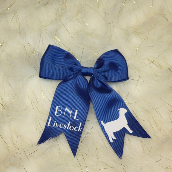 Livestock Hair Bow - Show Goat - Custom Farm Goat Hair Bow - Bling for the Livestock Show Ring - Barrettes & Clips - Hair Accessories