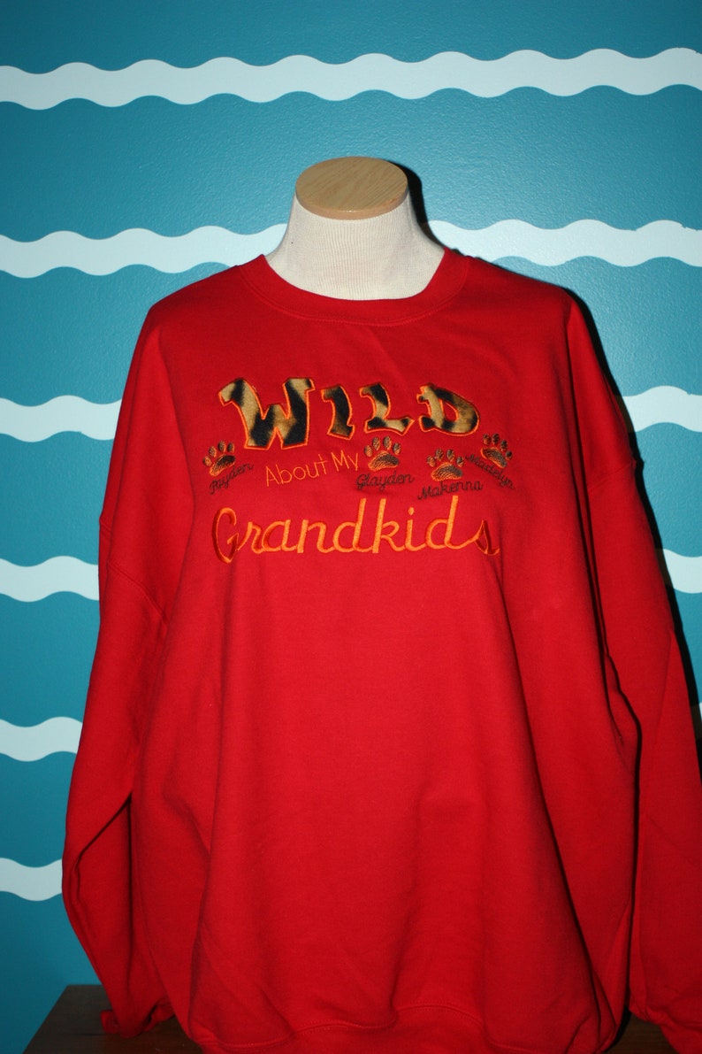 Grandparents Shirt Wild About My Grandkids Embroidered Hooded Sweatshirt Personalized Grandkids Names Shirt Grandkids GIft image 3