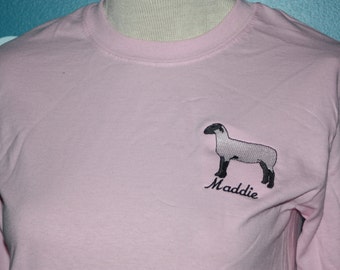 Lamb Shirt - Custom Embroidered T shirt - Farm Wear shirt - County Fair T Shirt - Farm Name or Personal Name Add to Lamb