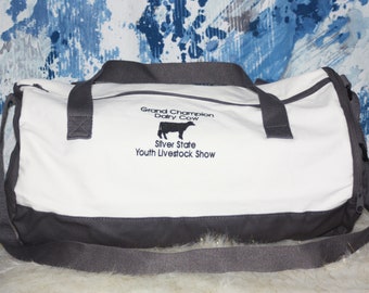 Livestock Duffle Bag Award - Custom Award - Livestock shower - Show Barn Award - Fair Awards - Embroidered Bag - Custom Gift