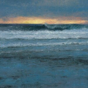 Luz que se desvanece, impresión giclée de archivo de 8 1/2&quot; x 11&quot;, paisaje marino, firmada