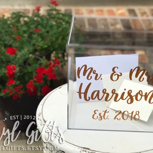 Personalized DECAL for Acrylic Wedding Card Box with Lid | Money Box Decal| Card Holder Decal