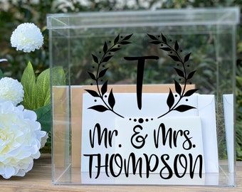 Personalized DECAL for Acrylic Wedding Card Box with Lid | Money Box | Card Holder