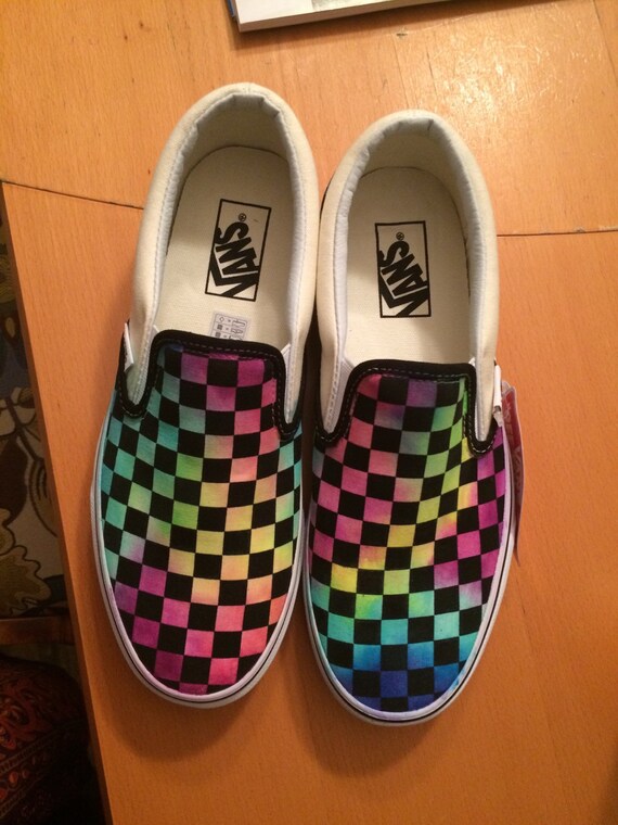 tie dye checkered vans