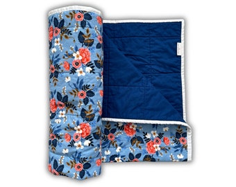 Rifle paper co floral quilted heirloom playmat / blanket / stroller / carseat whole cloth quilt