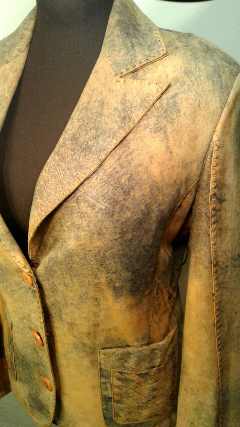 Gian Mori Suede Buckskin Leather Jacket Distressed Dyed Blue Etsy