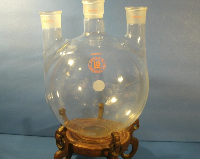 Vintage Three Neck Lab Bottle Round Bottom Glass Flask 3000 ML Etsy