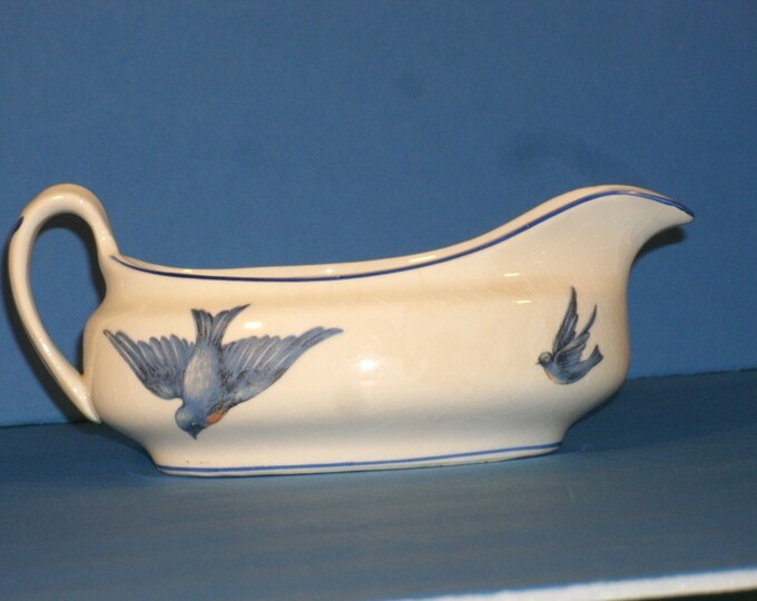 1920's Bluebird Gravy Boat Pitcher Knowles Taylor Knowles Etsy
