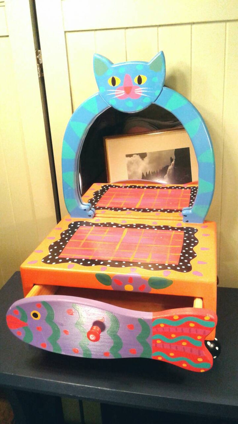 Whimsical Dresser Box Mirror Drawer Vintage Tatutina Vanity Etsy