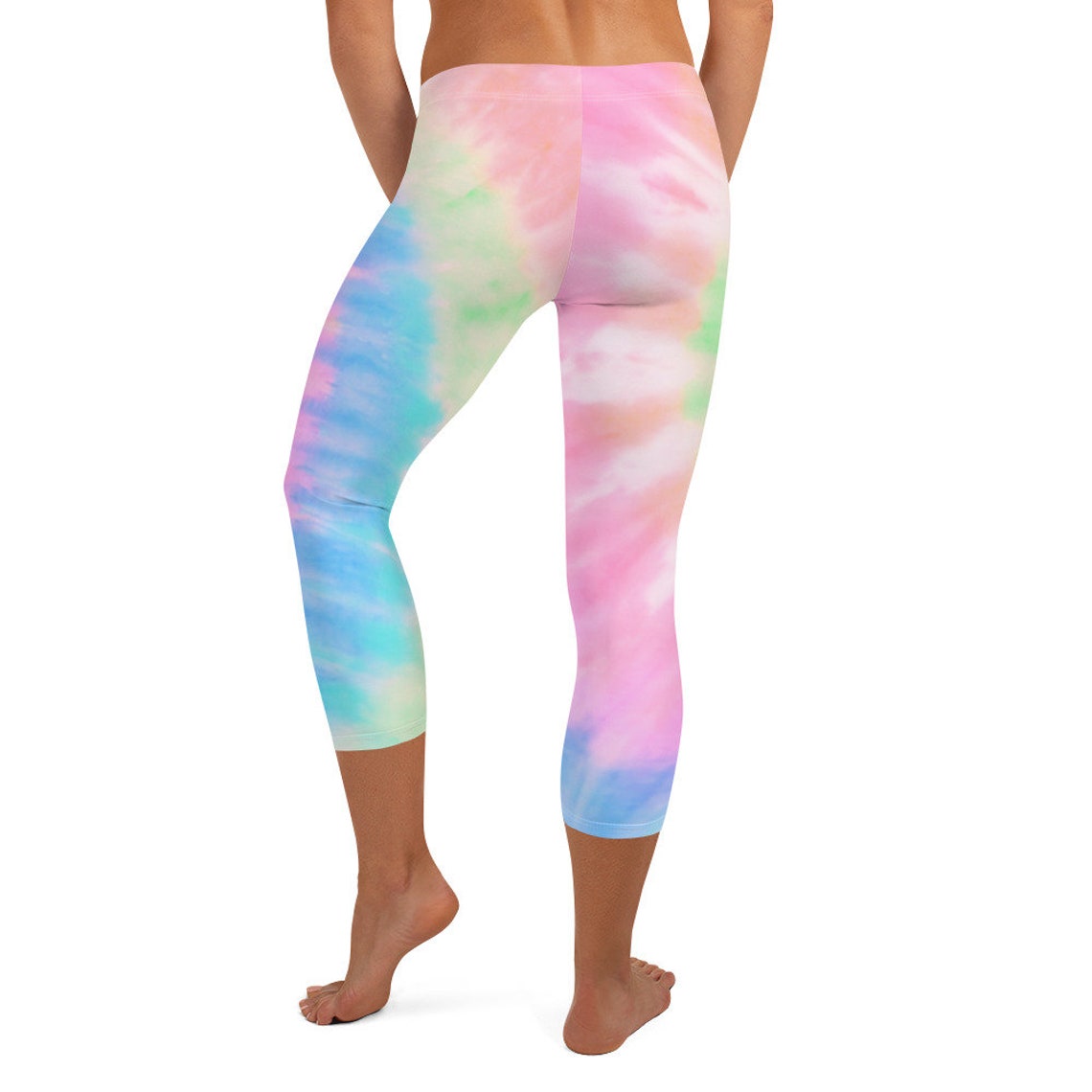 Pale Pastel Digital Tie Dye Capri Leggings Running Pants Beach | Etsy