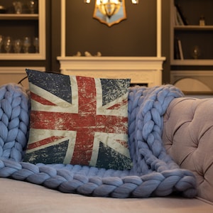 Distressed UK Flag Custom Square Throw Pillow