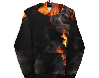 Fuego Llamas Bombero Fuego vivo Llamas Sublimación Sudadera con capucha