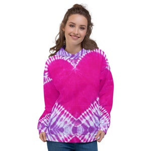 Felpa con cappuccio Pink Heart Tie Dye Unisex