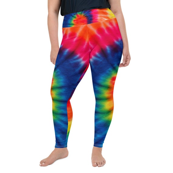Rainbow Tie Dye Sublimation Digital Design Plus Size Leggings