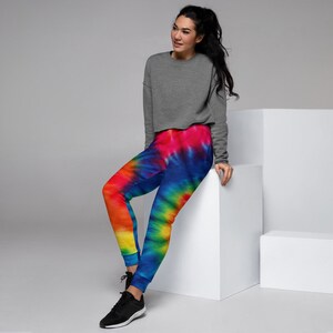 Bright Rainbow Digital Tie Dye Women&#39;s Joggers Lounge Pants Sweatpants
