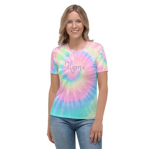 Personalized Mom Mama Grandma Pastel Tie Dye Women&#39;s T-shirt